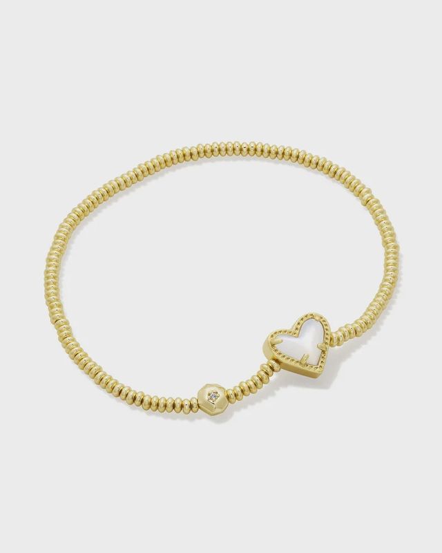 Ari Heart Stretch Bracelet-Gold Ivory MOP