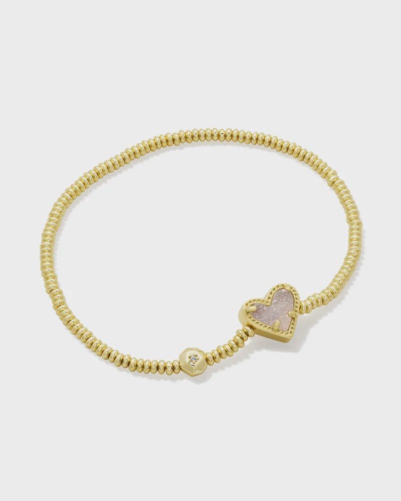 Ari Heart Stretch Bracelet-Gold Iridescent Drusy