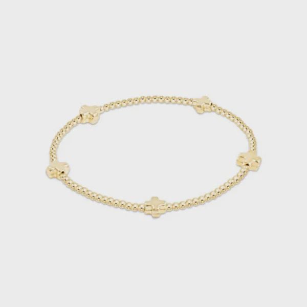 Signature Cross Small Gold 2mm Bead Bracelet