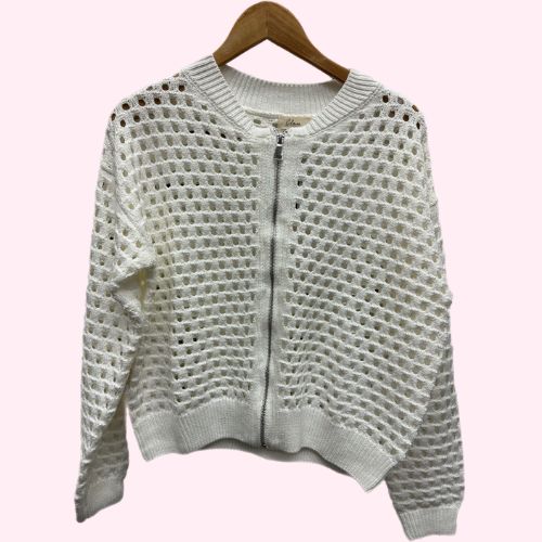 White Zip Cardigan