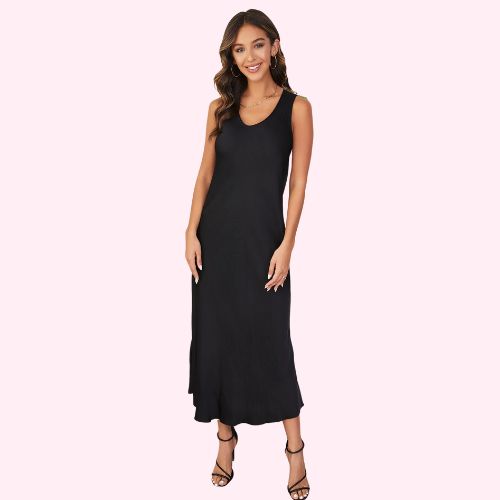 Silk V-Neck Sleeveless Maxi Dress