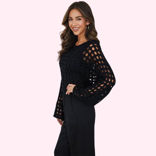 Crochet Open Knit Top-O/S