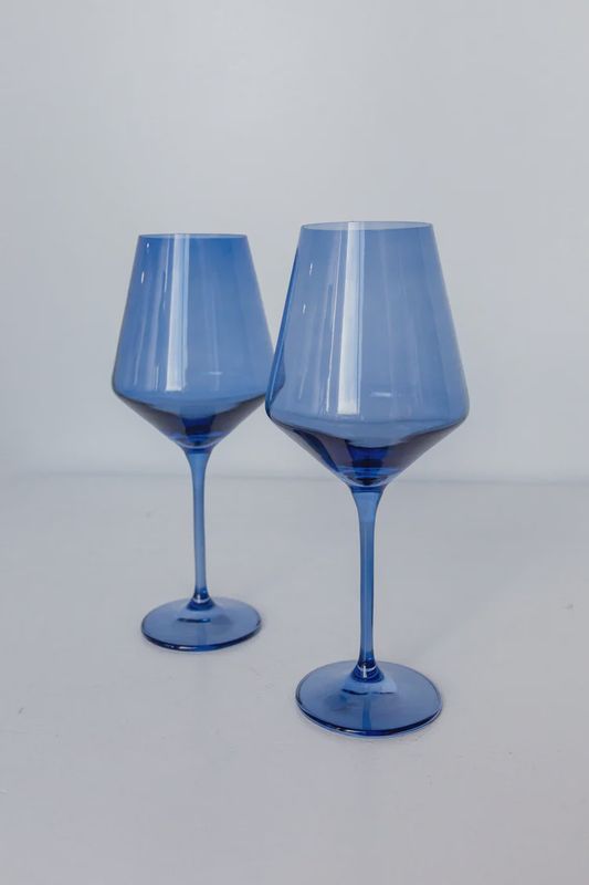 Estelle Stemmed Wine Glasses S/2 Cobalt-Lee