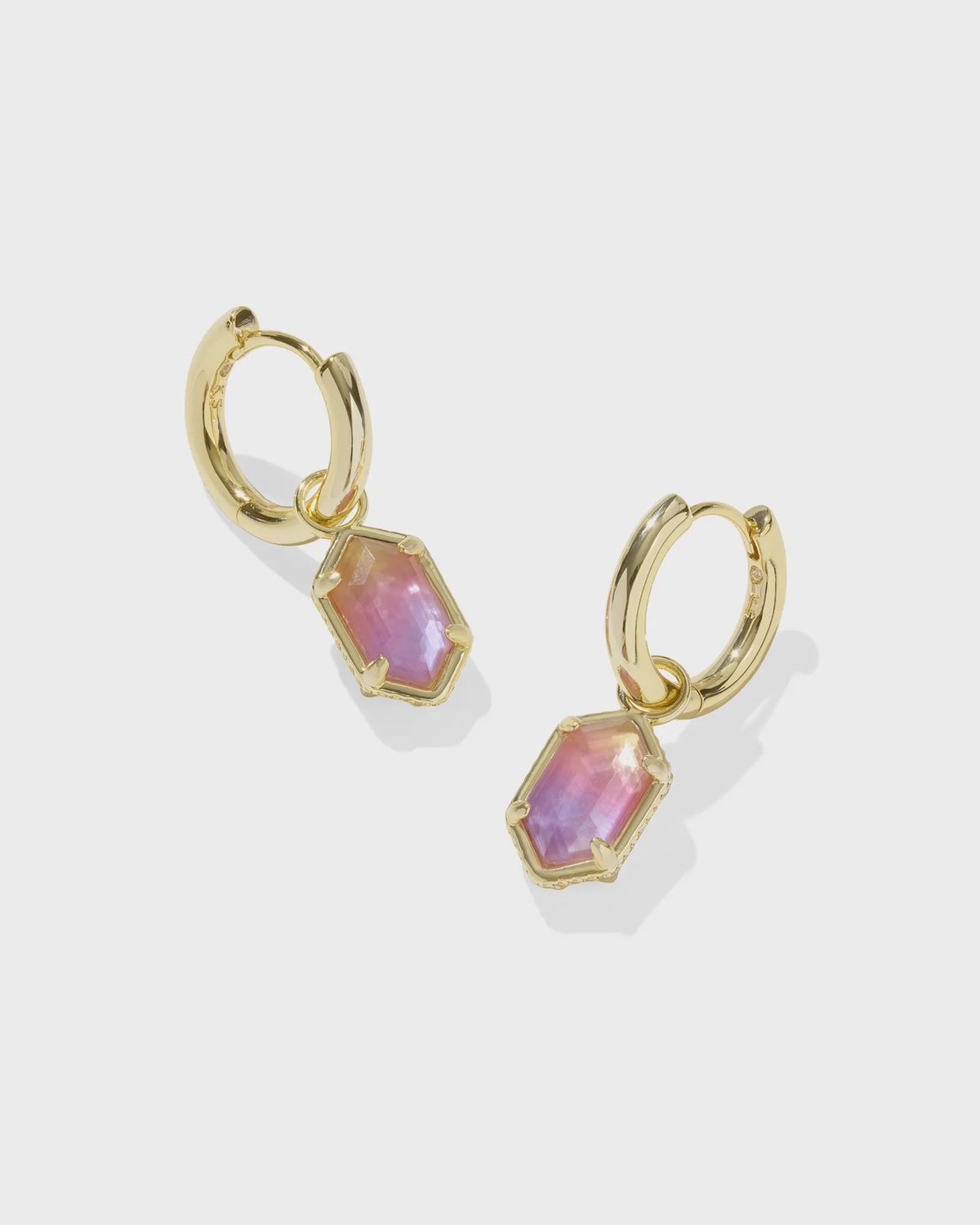 Hallie Gold Huggie E/R-Sunrise Watercolor Illusion