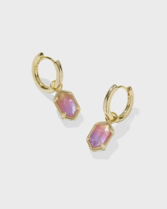 Hallie Gold Huggie E/R-Sunrise Watercolor Illusion
