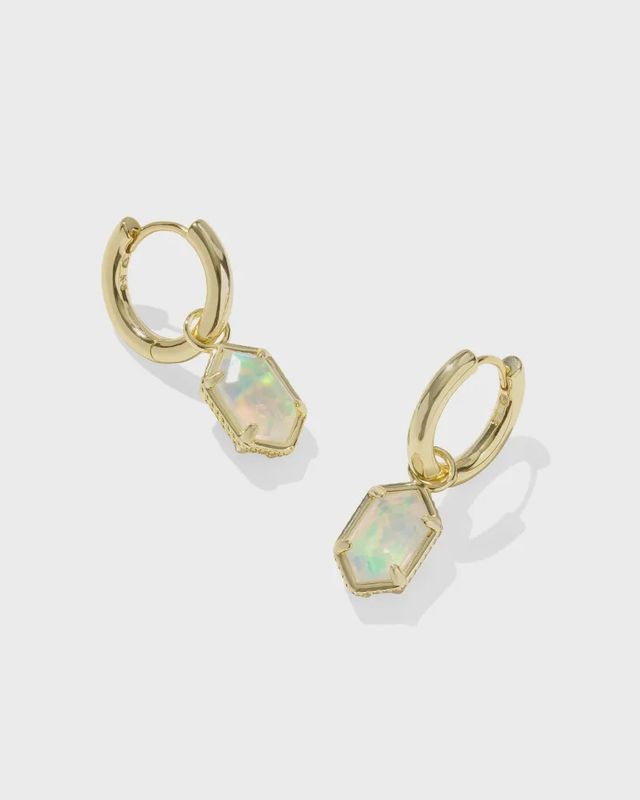 Hallie Gold Huggie E/R-Opalite Illusion