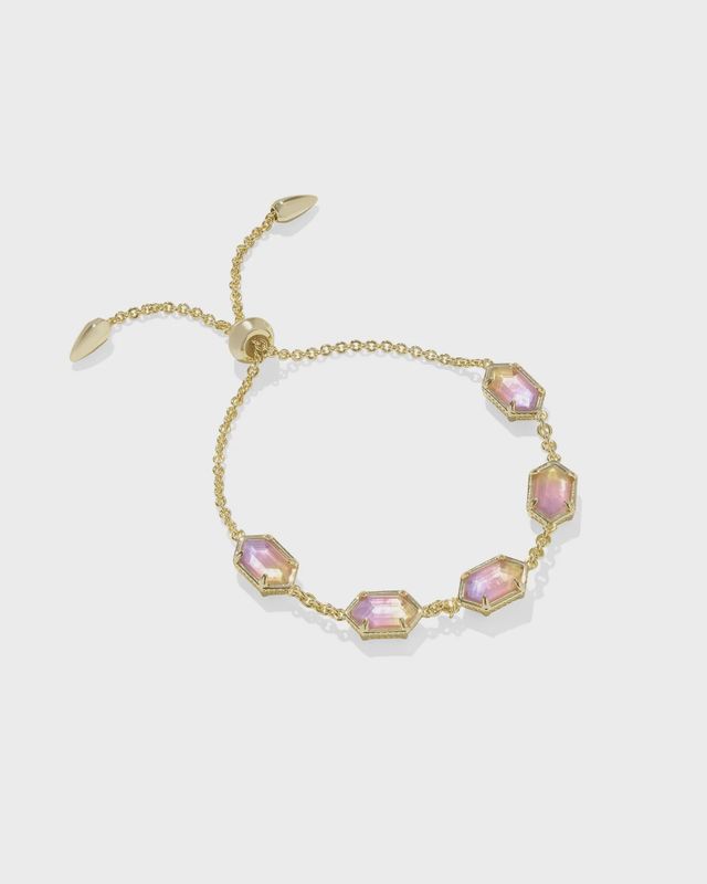 Hallie DLCT Gold Chain Bracelet-Sunrise Watercolor Illusion