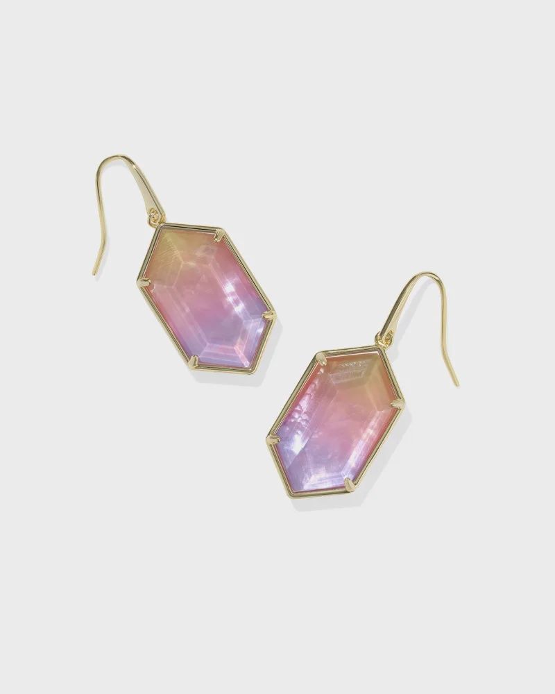 Hallie Gold Drop E/R-Sunrise Watercolor Illusion