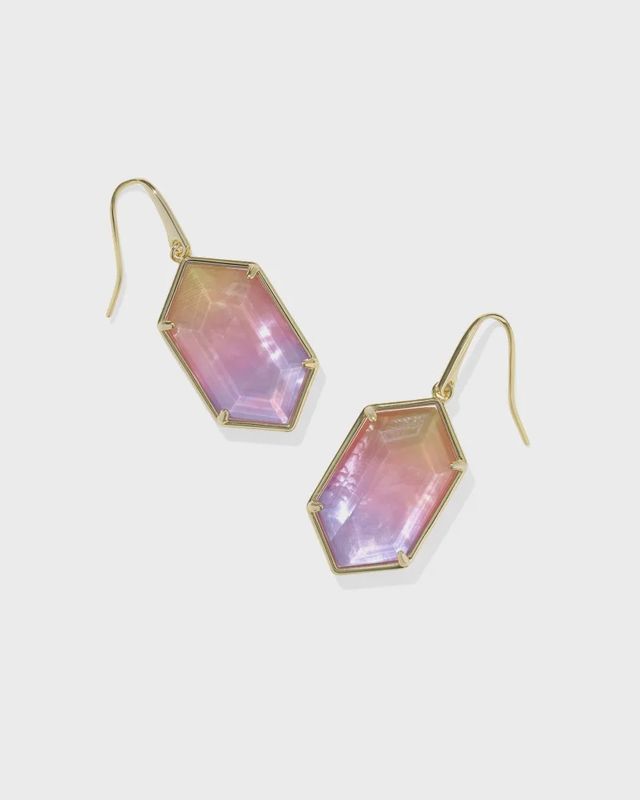 Hallie Gold Drop E/R-Sunrise Watercolor Illusion