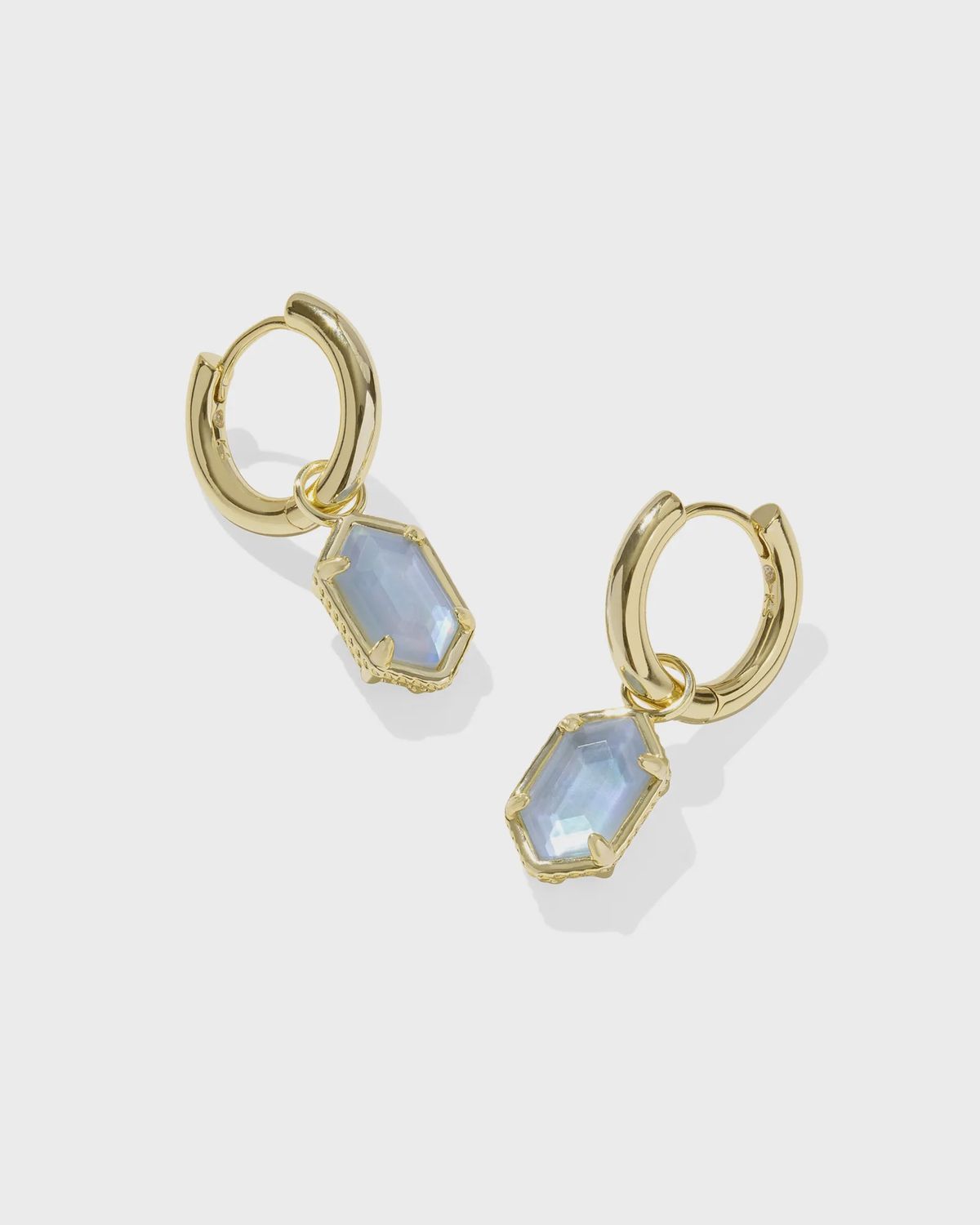 Hallie Gold Huggie E/R-Sky Blue MOP