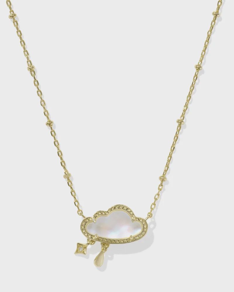 Celeste Cloud Gold Pendant Necklace-Matte Dichroic Glass