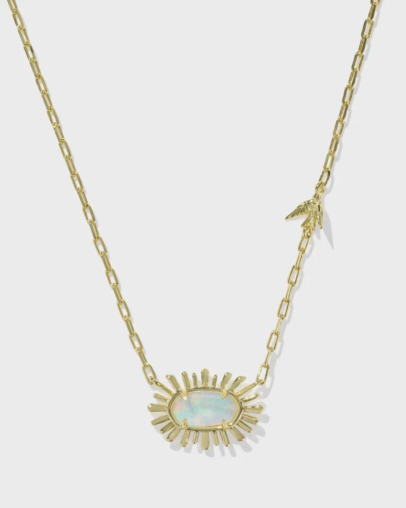 Elisa Bird Gold Pendant Necklace-Opalite Illusion