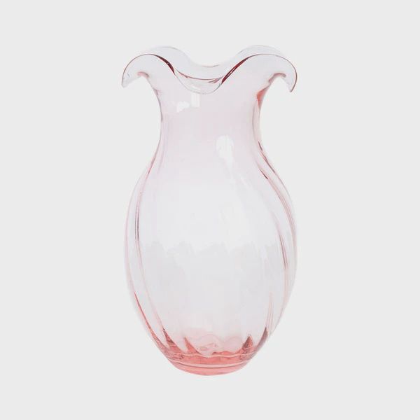 Hibiscus Glass Pink Vertical Fluted Sm Vase