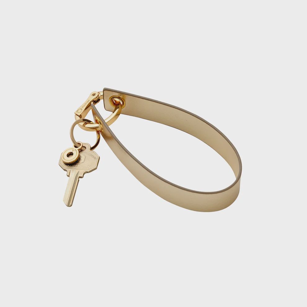 Wristlet Keychain-Gold Leather Loop