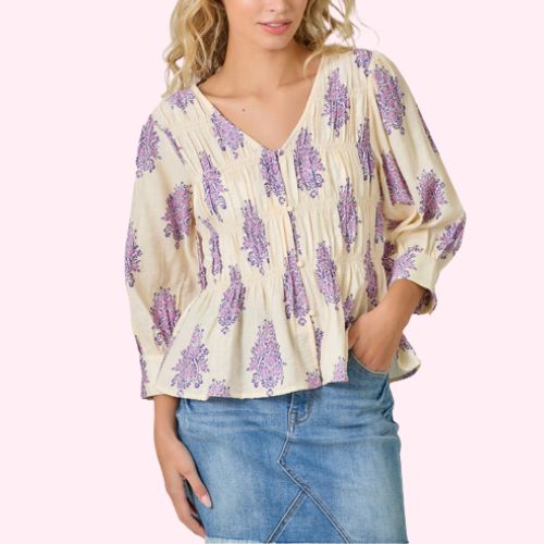 Puff Sleeve Smocked Blouse