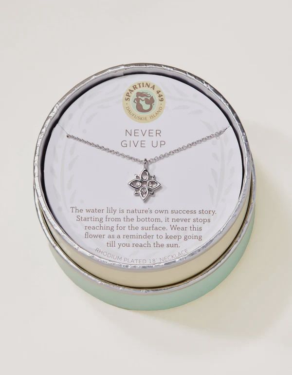 Never Give Up/Lotus Necklace 18&quot;