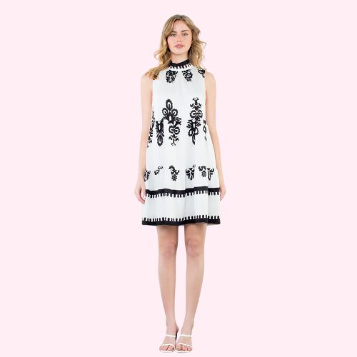 White &amp; Black Midi Dress
