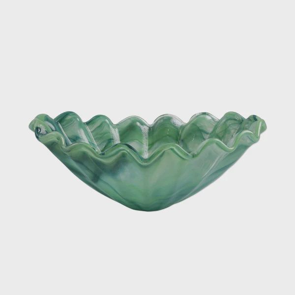 Onda Glass Green and White Vase-Medium