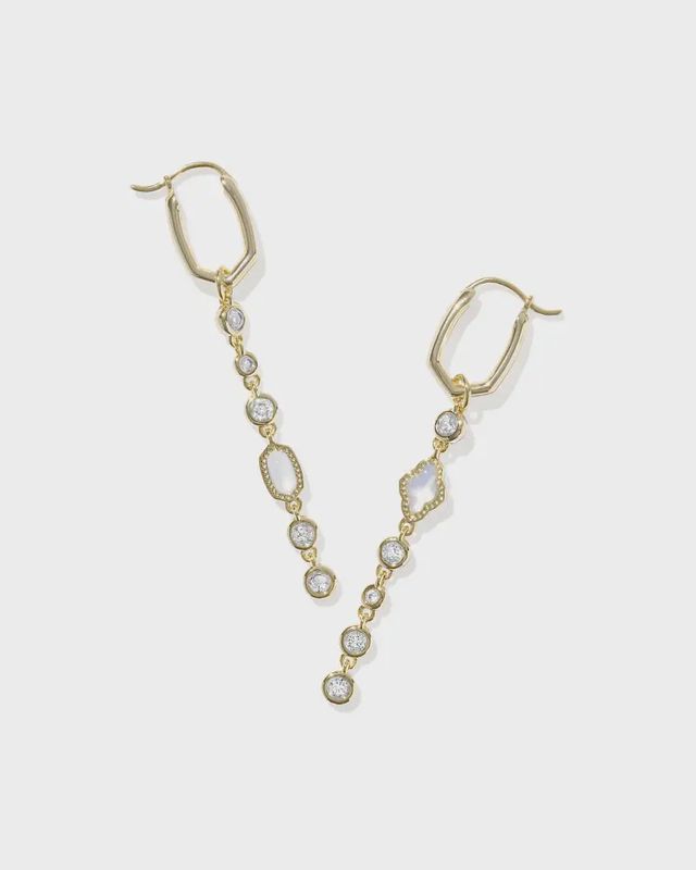Mini Elisa Abbie Huggie Earrings-Gold White Mix