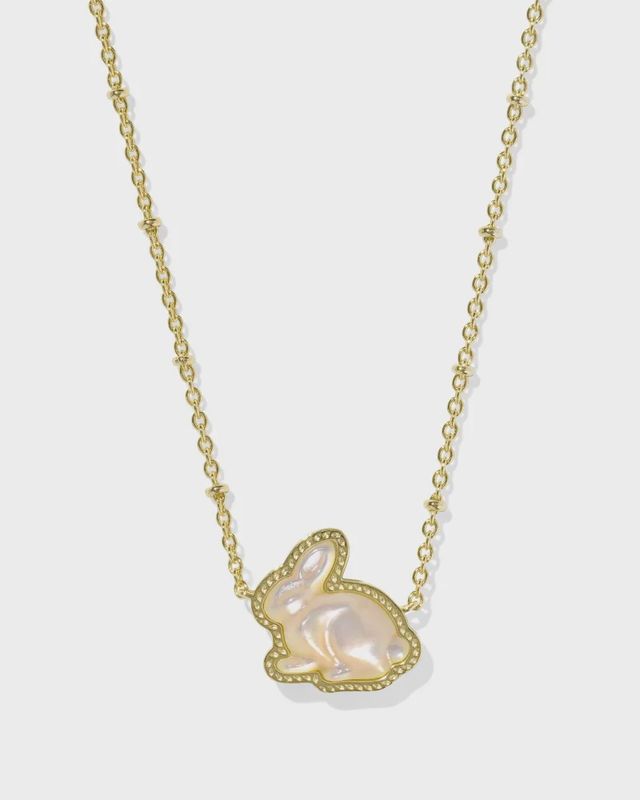 Bunny Short Pendant Necklace-Taupe MOP
