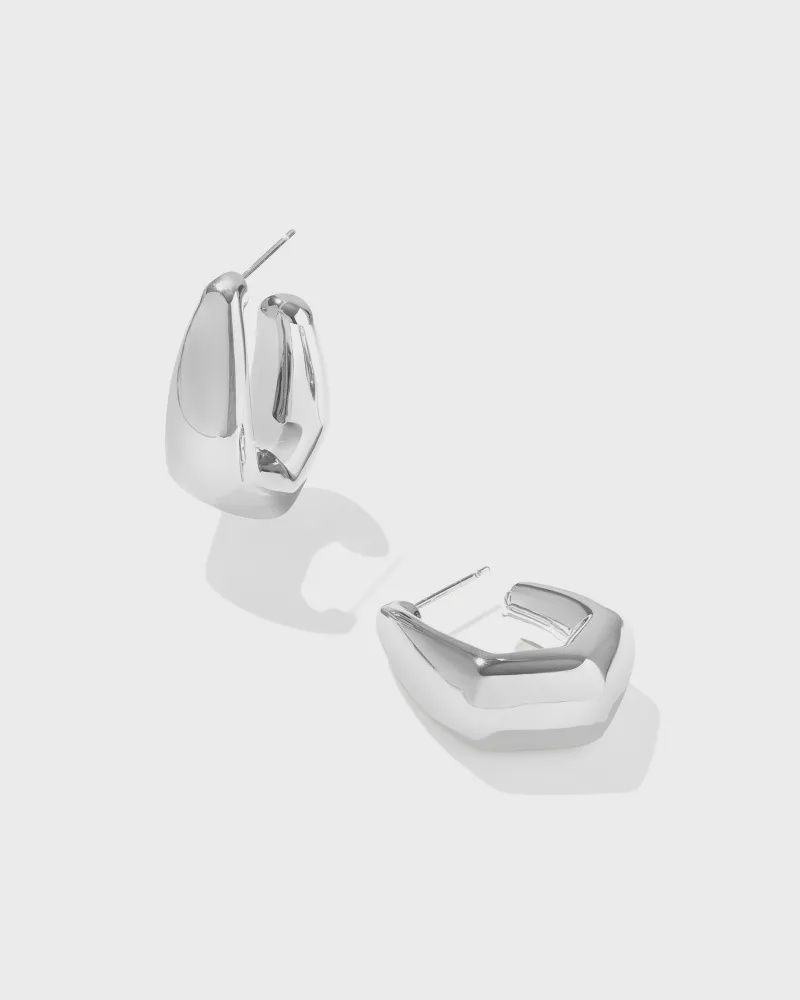 Kaia Small Hoop Earring-Rhodium