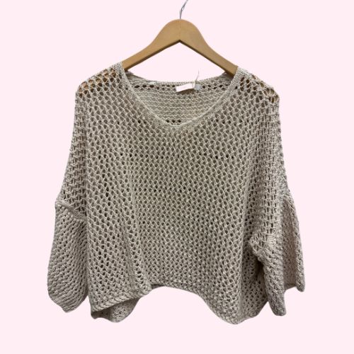 Drop Shoulder Crochet V-Neck Tunic-O/S