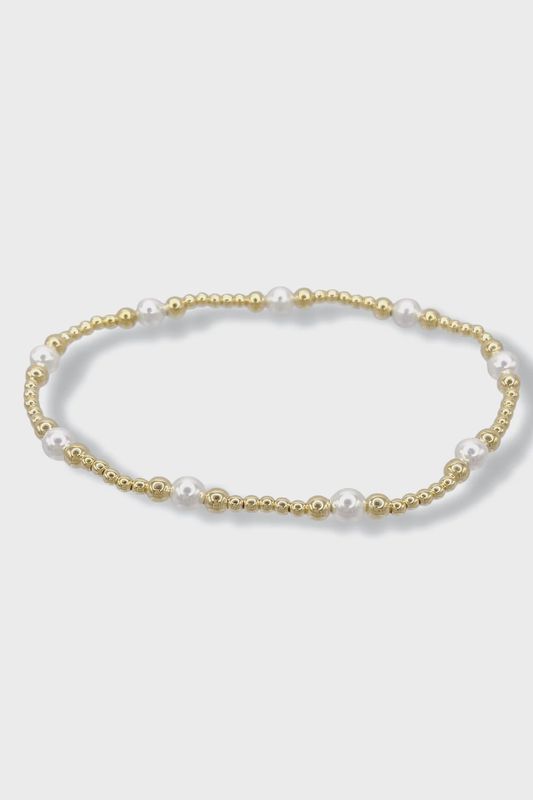 Classic Purpose Pattern 4mm Bead Bracelet-Pearl