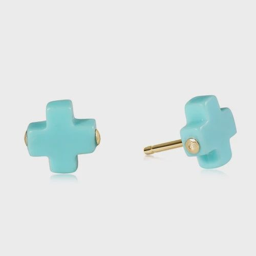 Signature Cross Stud-Turquoise