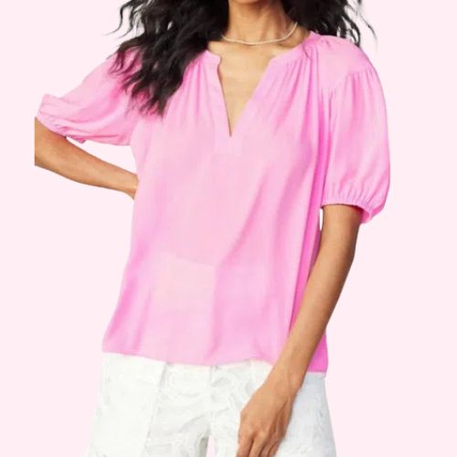 Pink Split Neck Blouse