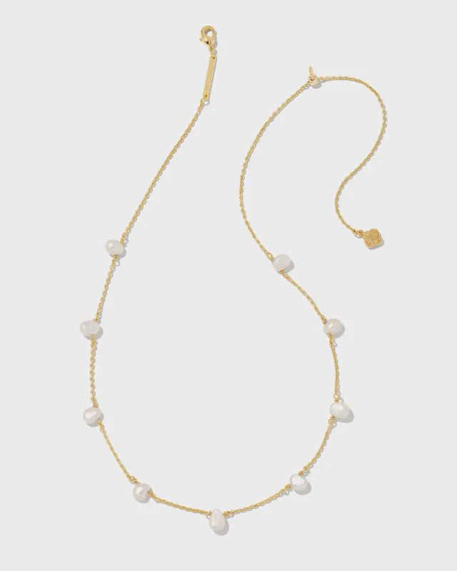 Leighton Pearl Strand Necklace Gold White Pearl