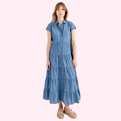 DENIM TENCEL MAXI DRESS