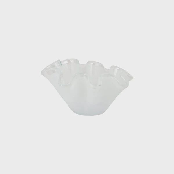 Onda Glass Petite Ruffled Bowl-White-Sims