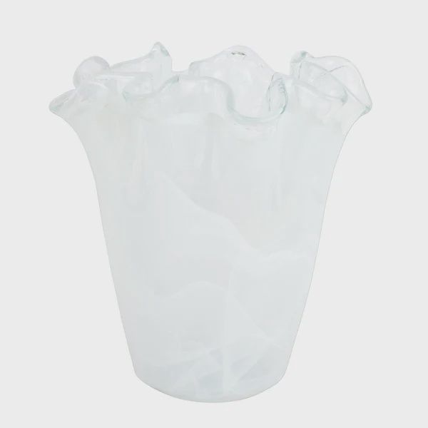 Onda Glass White Short Vase-Sims