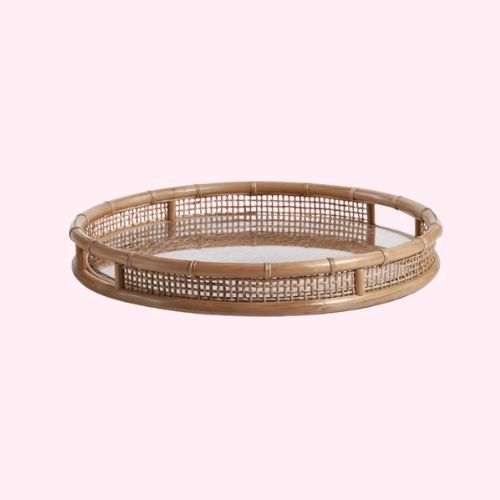 Rattan Tray w/Glass-Sims
