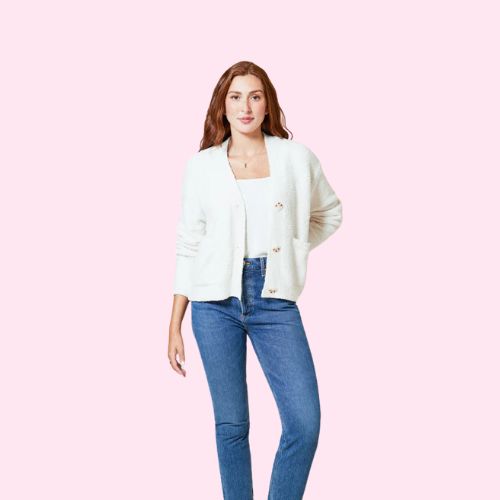 Solid Marshmallow Crop Cardigan