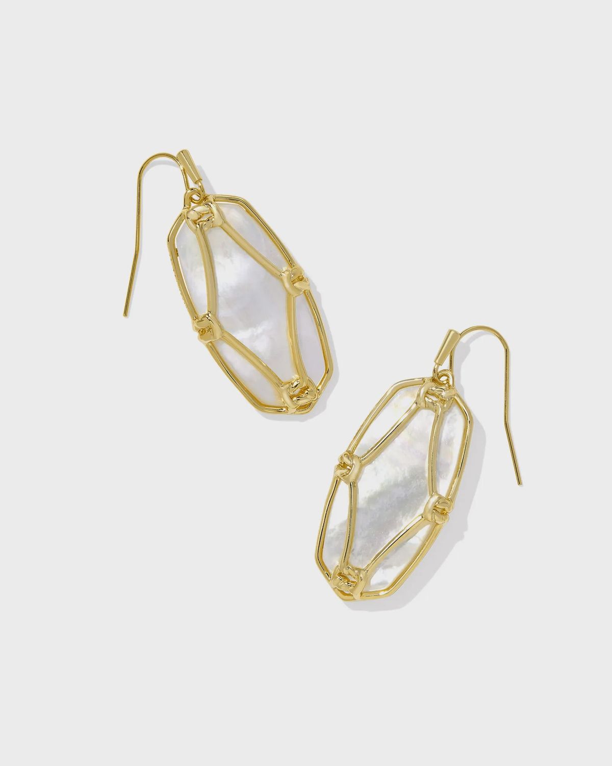 Elle Lattice Frame Drop E/R-Gold Ivory MOP