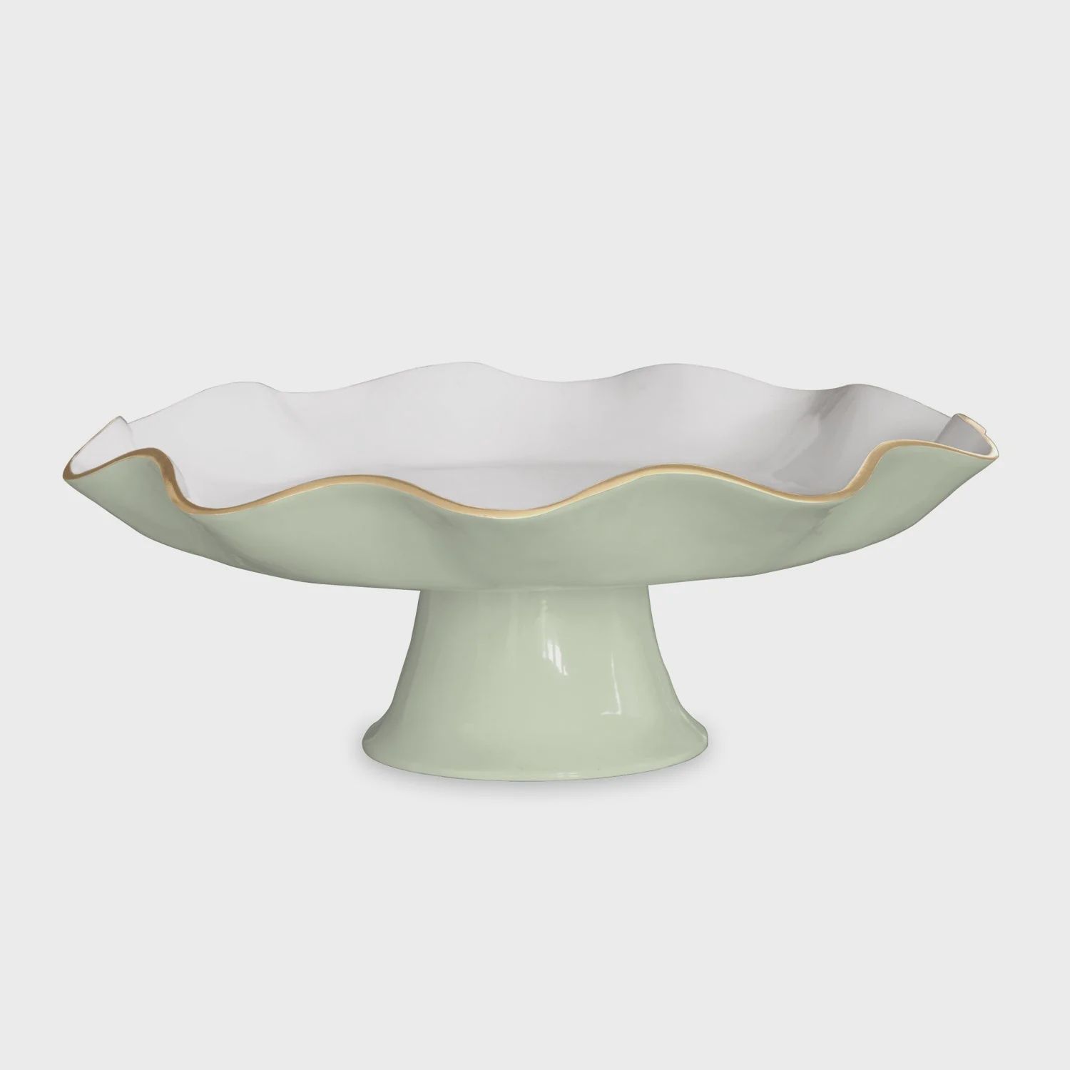 Encanto Carola Pedestal Cake Plate-Pistachio and White-Sims