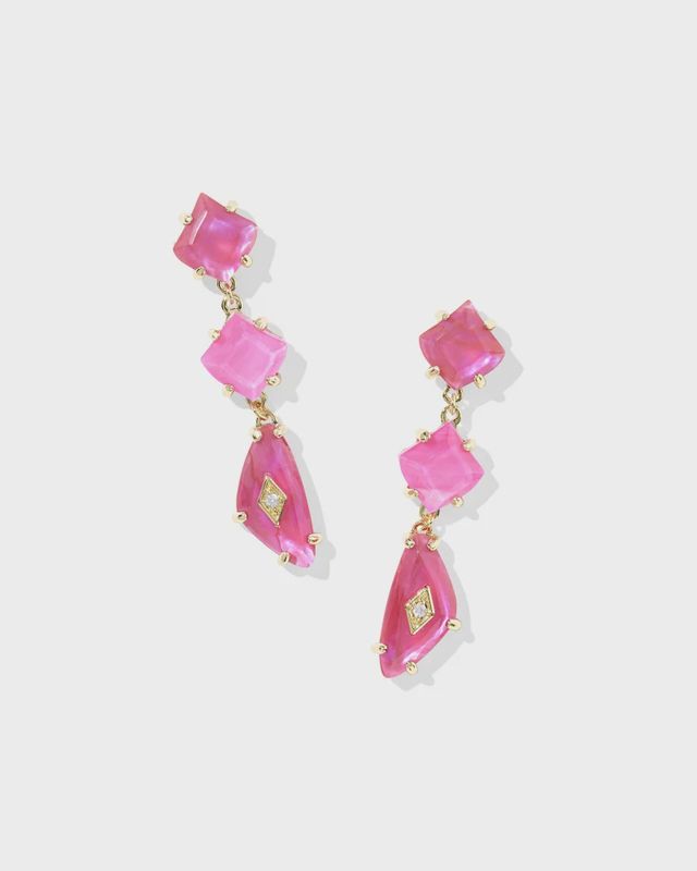 Bianca Linear Earing-Gold Pink Mix