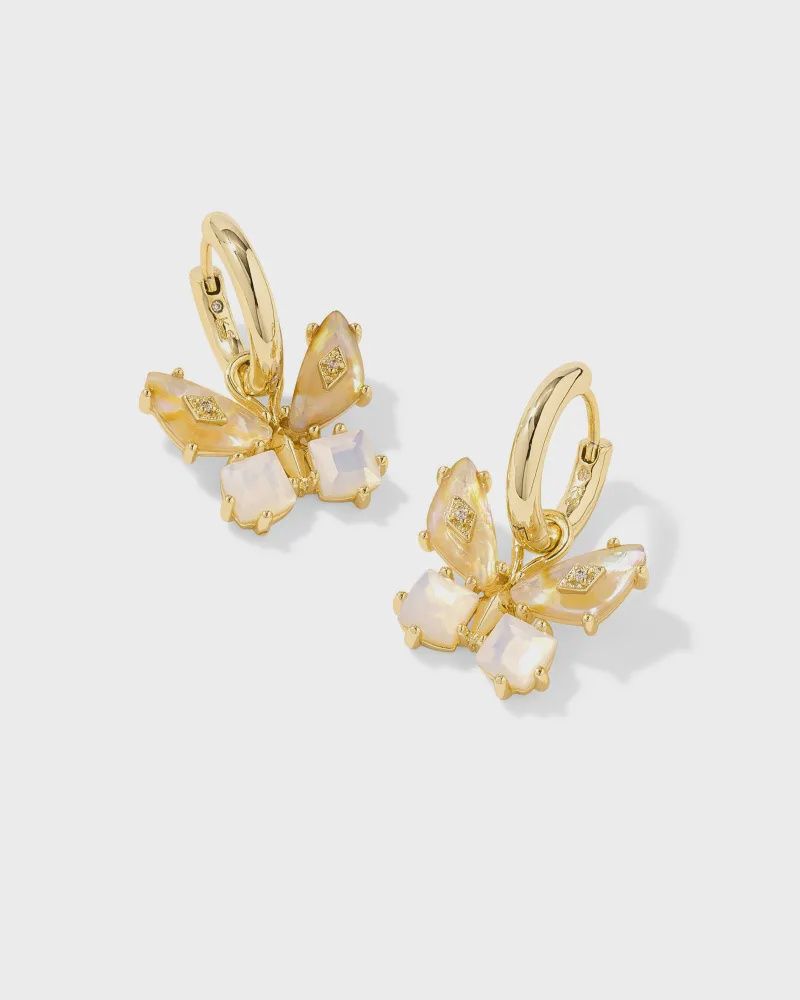 Bianca Butterfly Huggie Earring-Gold Green Mix