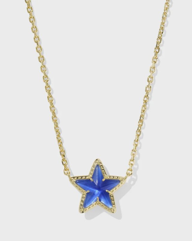 Cassidy Short Pendant Necklace-Gold Cobalt Illusion