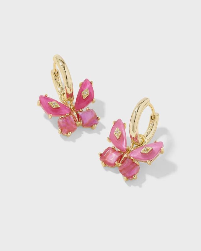 Bianca Butterfly Huggie Earring-Gold Pink Mix