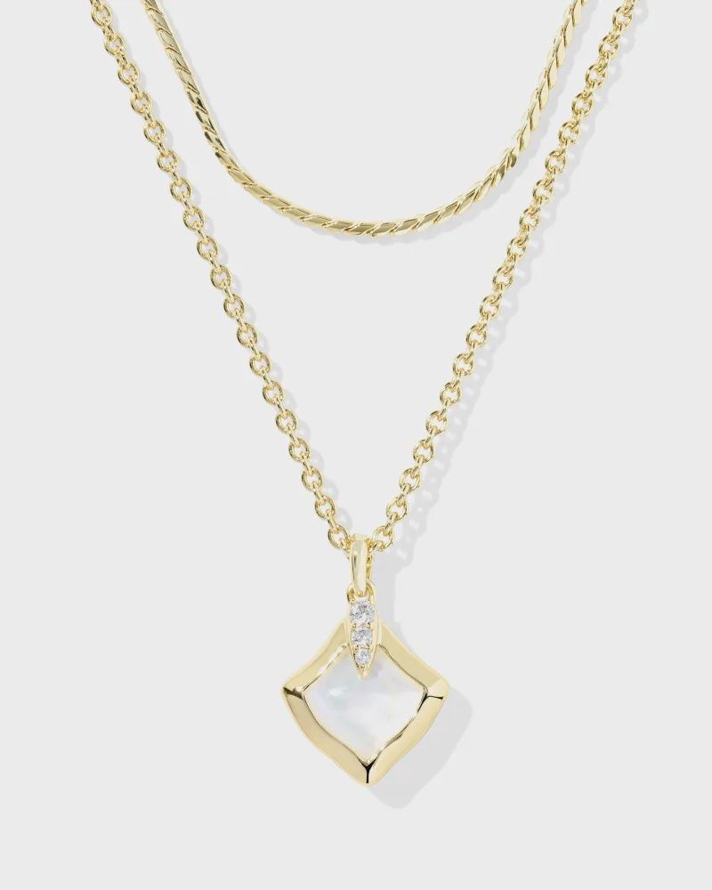 Joelle Multi Strand Necklace-Gold Ivory MOP
