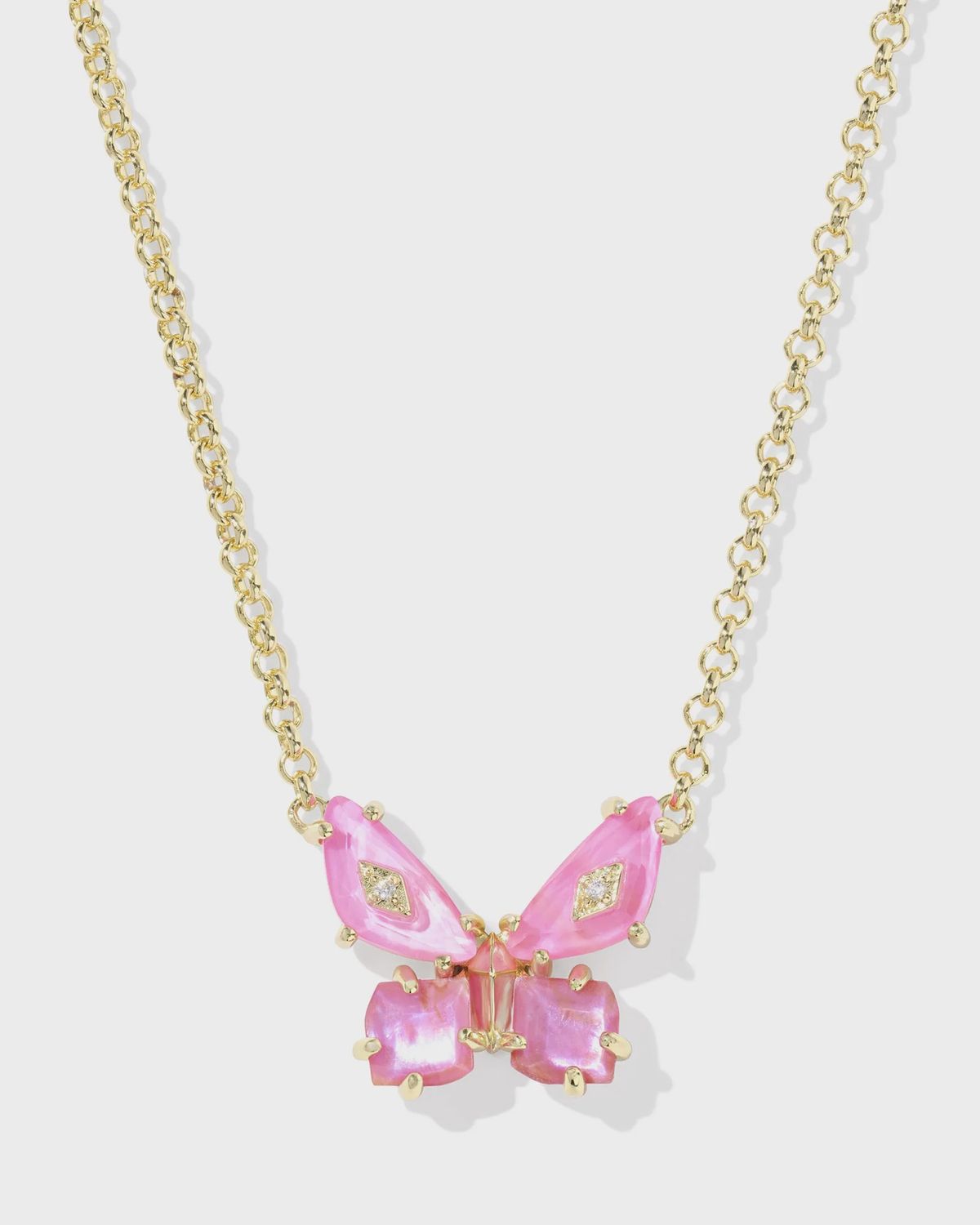 Bianca Butterfly Pendant Necklace-Gold Pink Mix