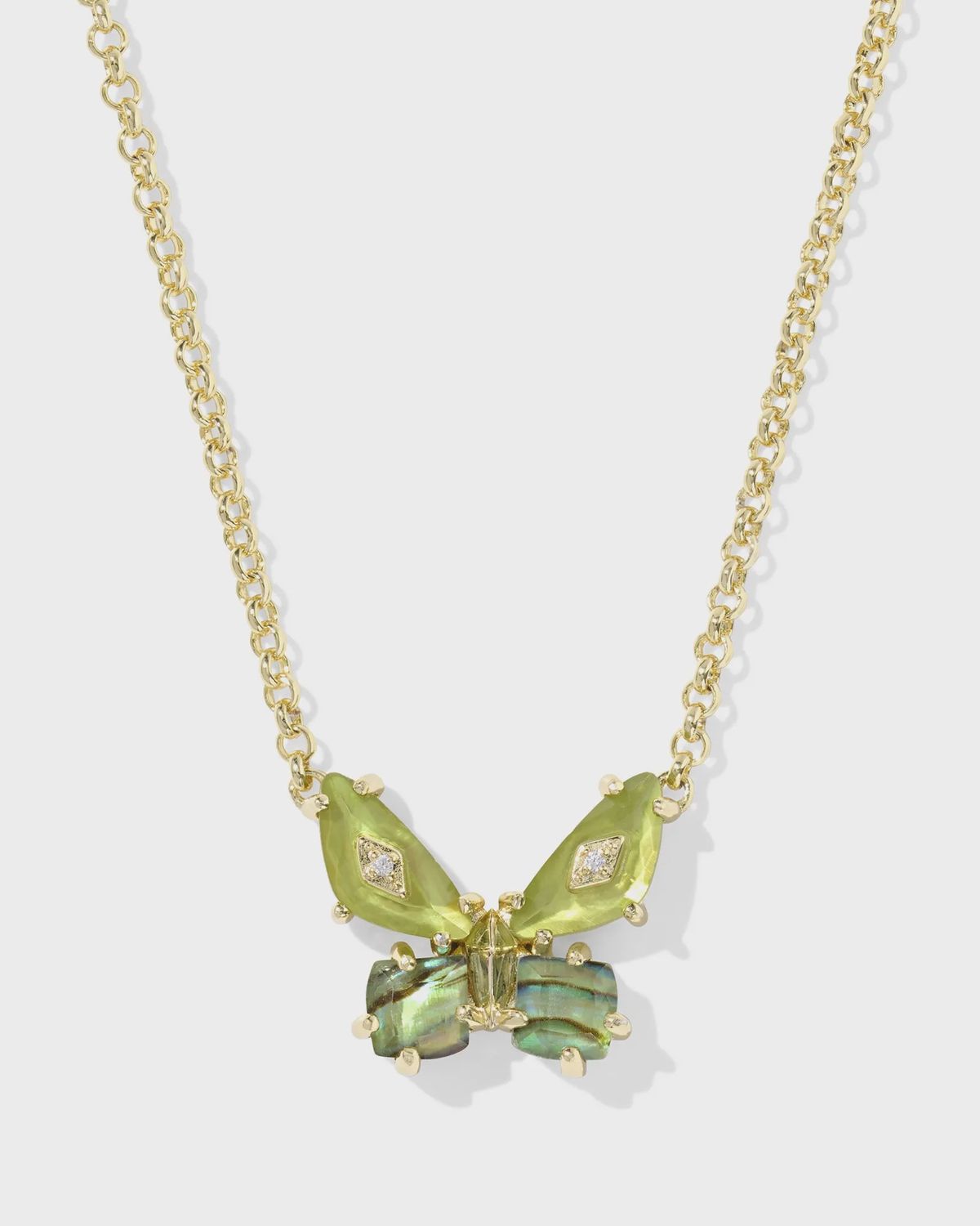 Bianca Butterfly Pendant Necklace-Gold Green Mix