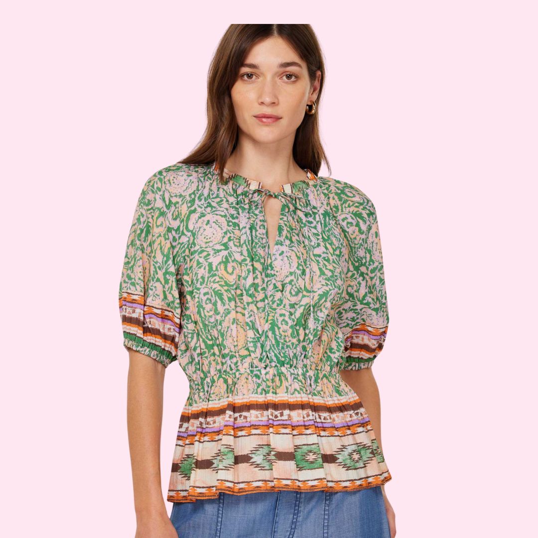 Green Multi Peplum Top