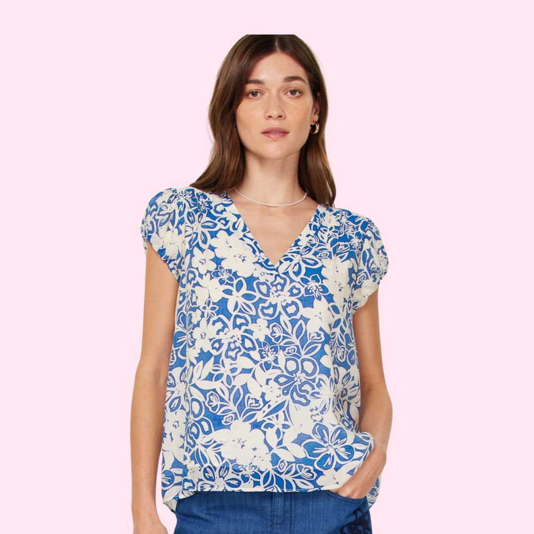 Blue Cap Sleeve Top