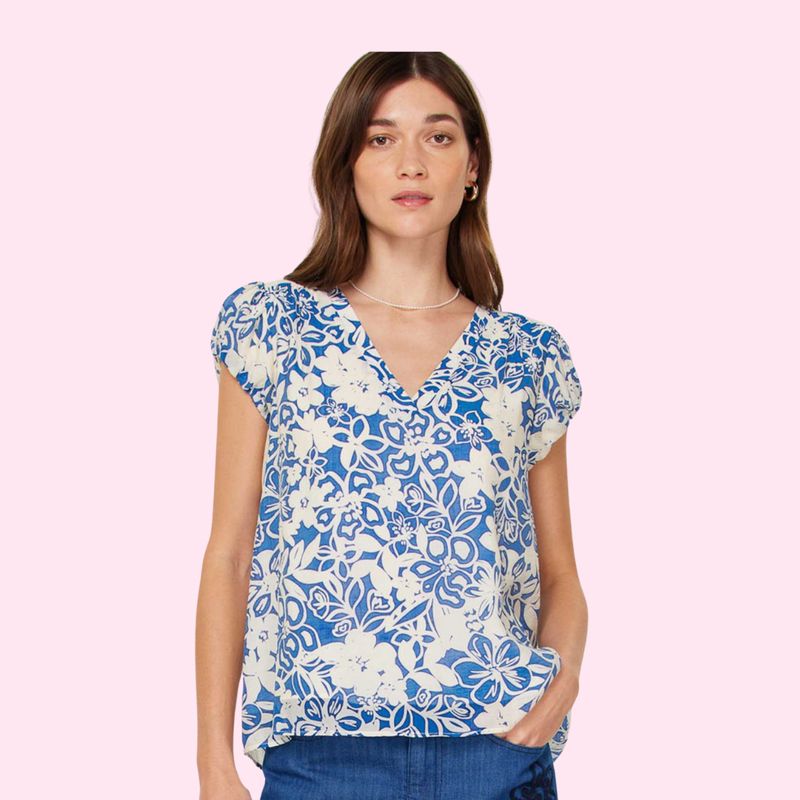 Blue Cap Sleeve Top