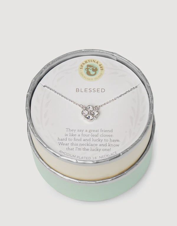 Blessed/Crystal Clover 18&quot; SLV Necklace