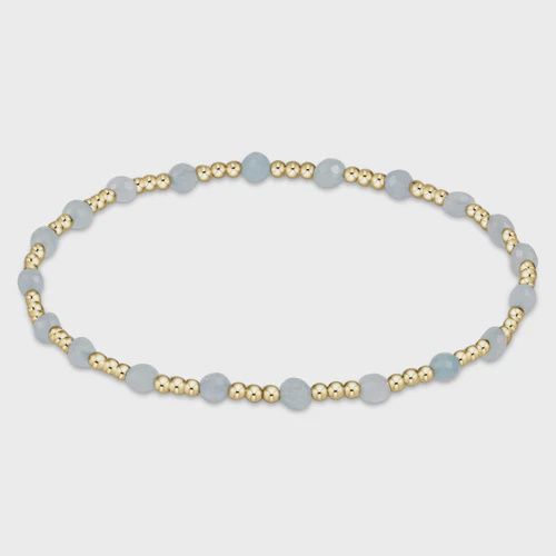 Sincerity Gold Gemstone Bead Bracelet 3mm-Aquamarine