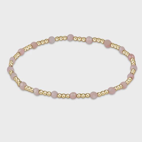 Sincerity Gold Gemstone Bead Bracelet 3mm-Pink Opal
